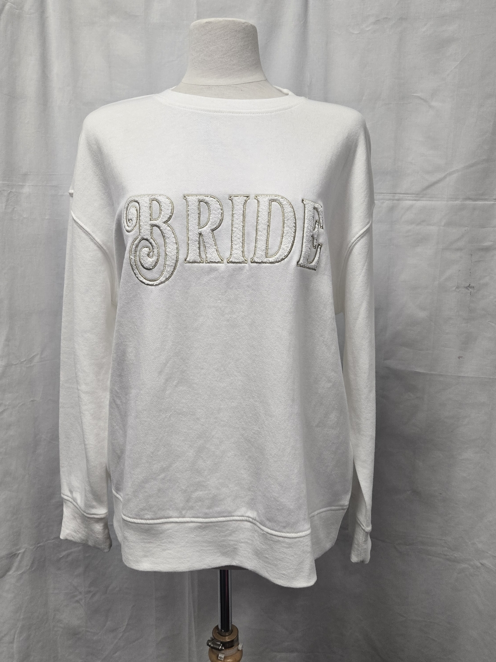Shiraleah White "BRIDE" Chenille Sweatshirt